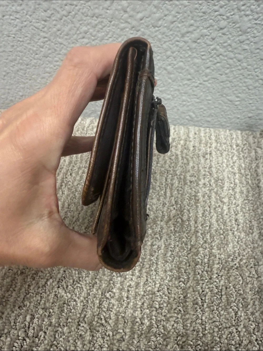 Liz Claiborne Chocolate Brown Leather Fold-Over Wallet